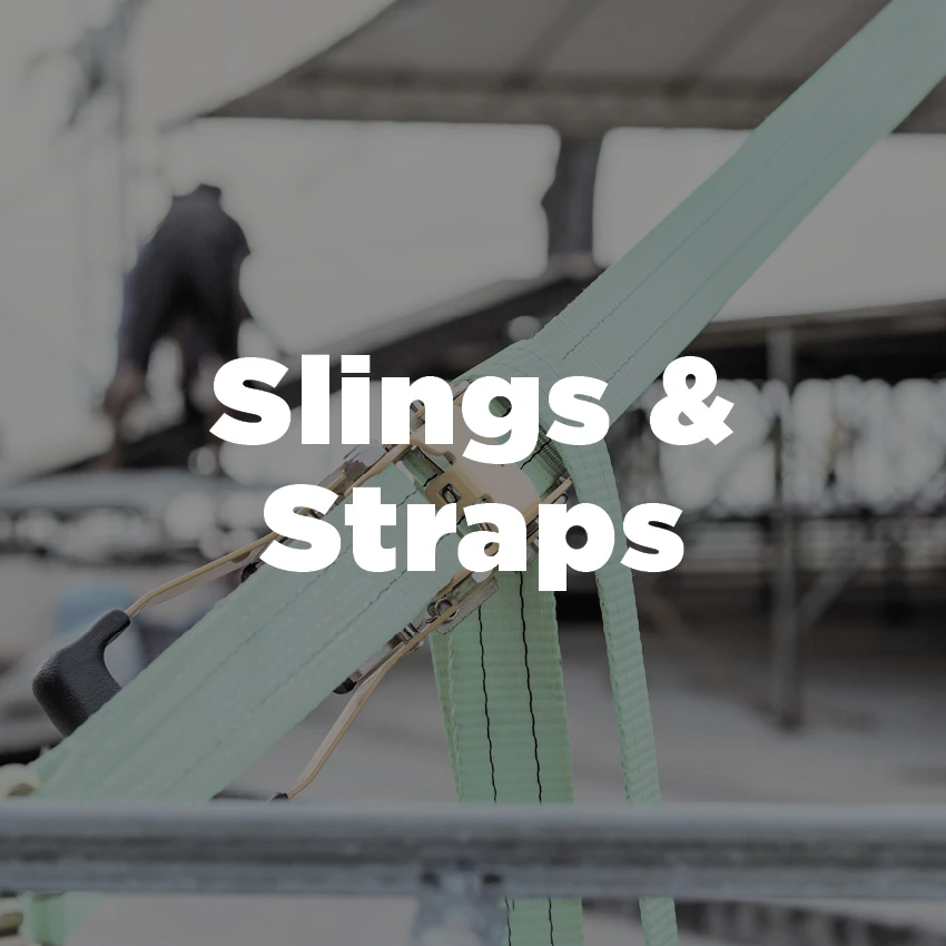 Closeup of a lashing strap on a construction site